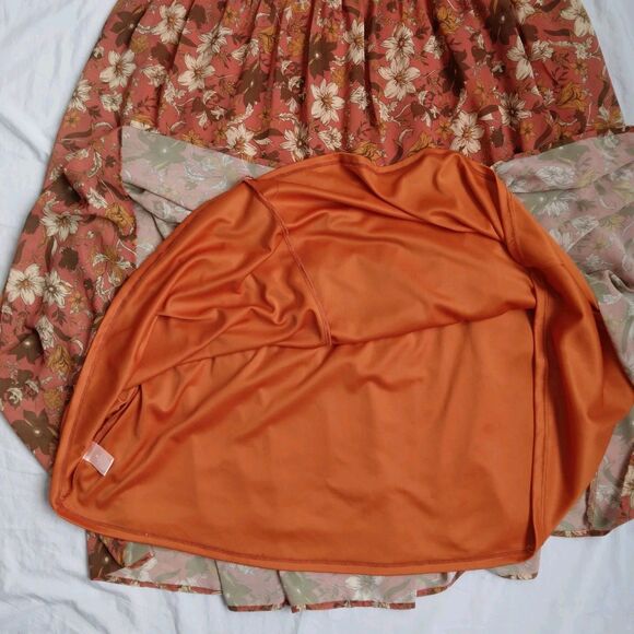 Lovecolette Floral Orange Skirt Tiered Peasant Boho Maxi Women's Size M - Picture 9 of 10